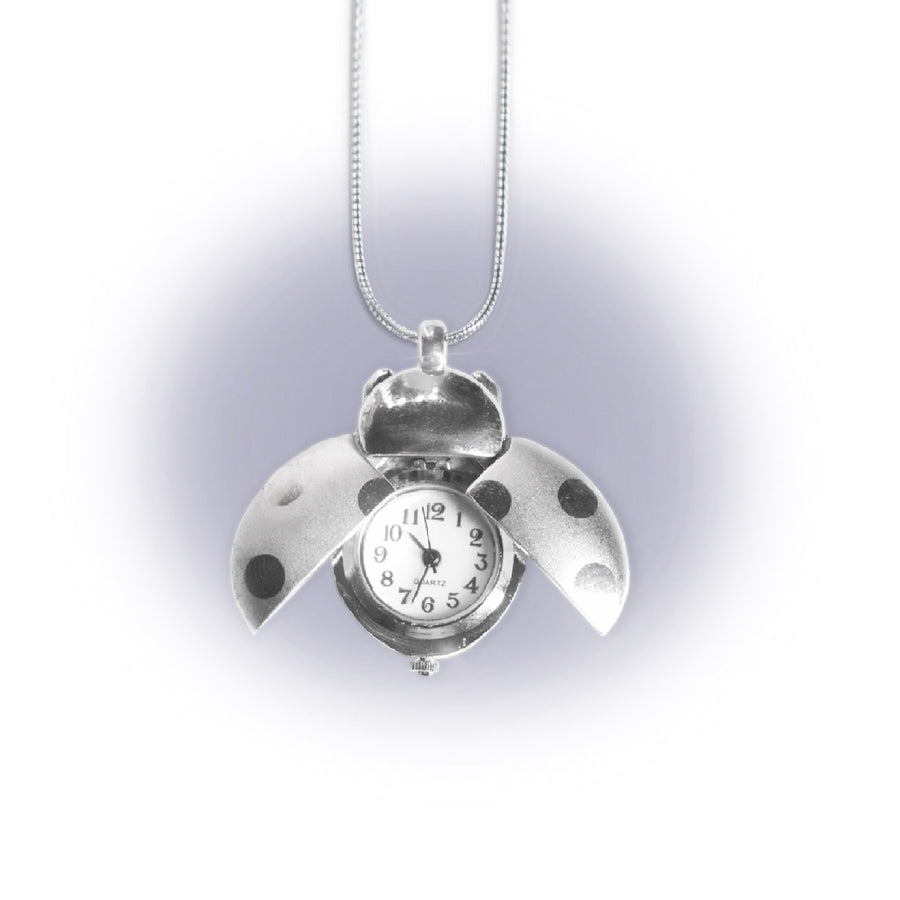 LadyBug Clock Necklace