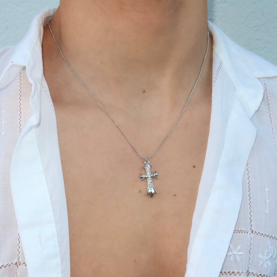 Silver Katie Cross Necklace