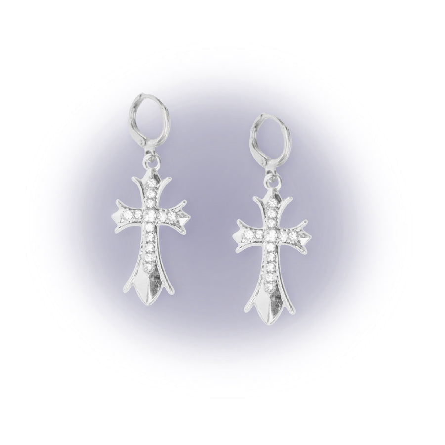 Silver Katie Cross Earrings