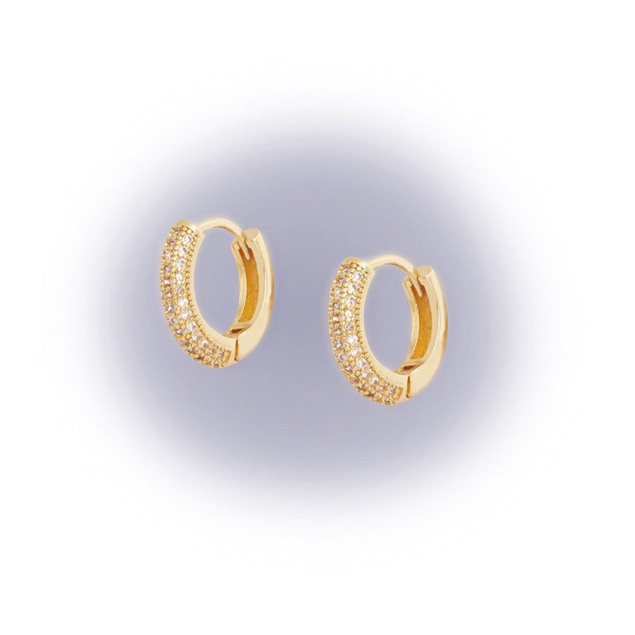 Rhinestone 18k Gold Plated Hoops