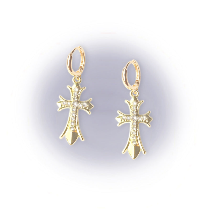 Gold Katie Cross Earrings