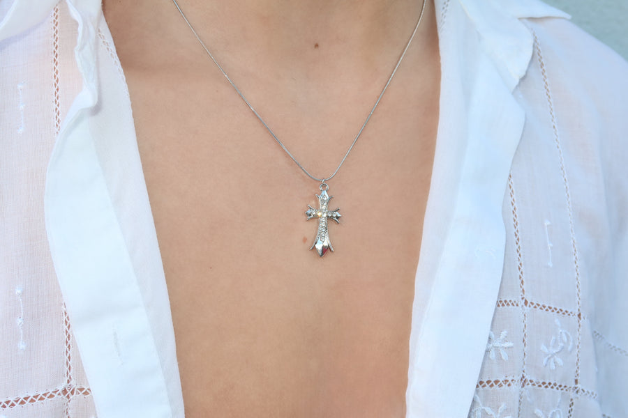 Silver Katie Cross Necklace