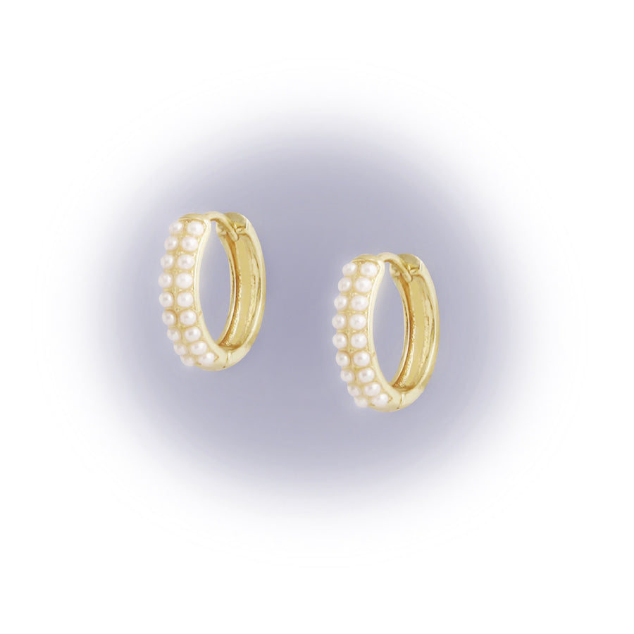 Pearl 18k Gold Plated Hoops