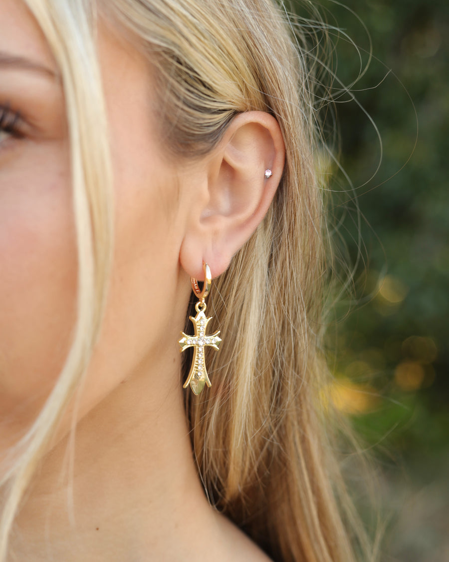 Gold Katie Cross Earrings